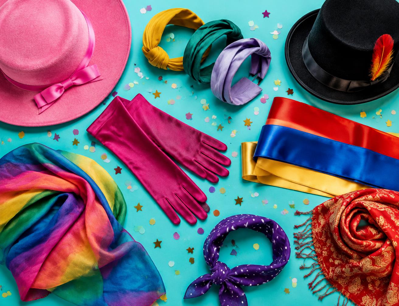 Costume accessories flat lay